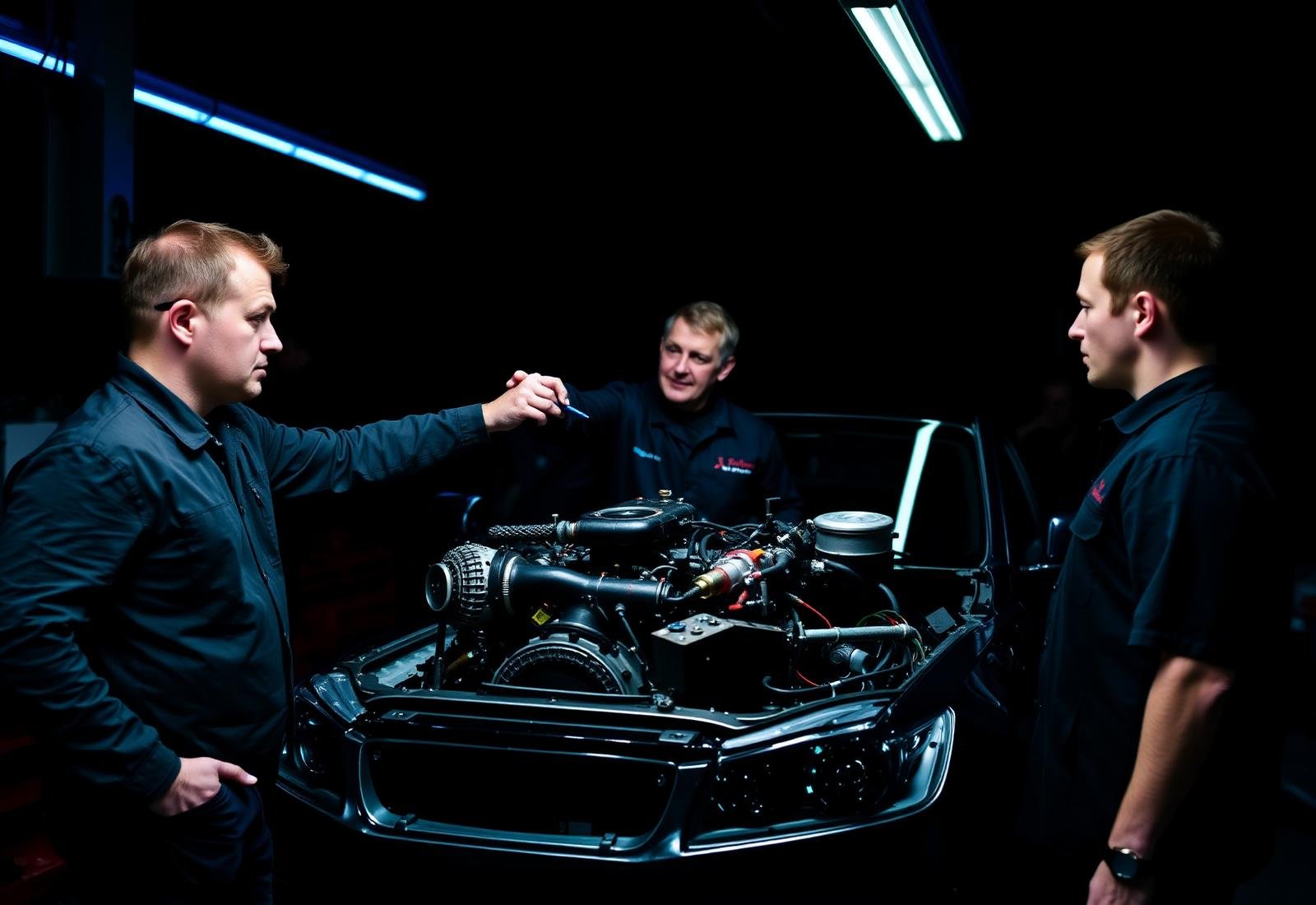 Instrutor da Top10 Cursos explicando o funcionamento de um motor para alunos